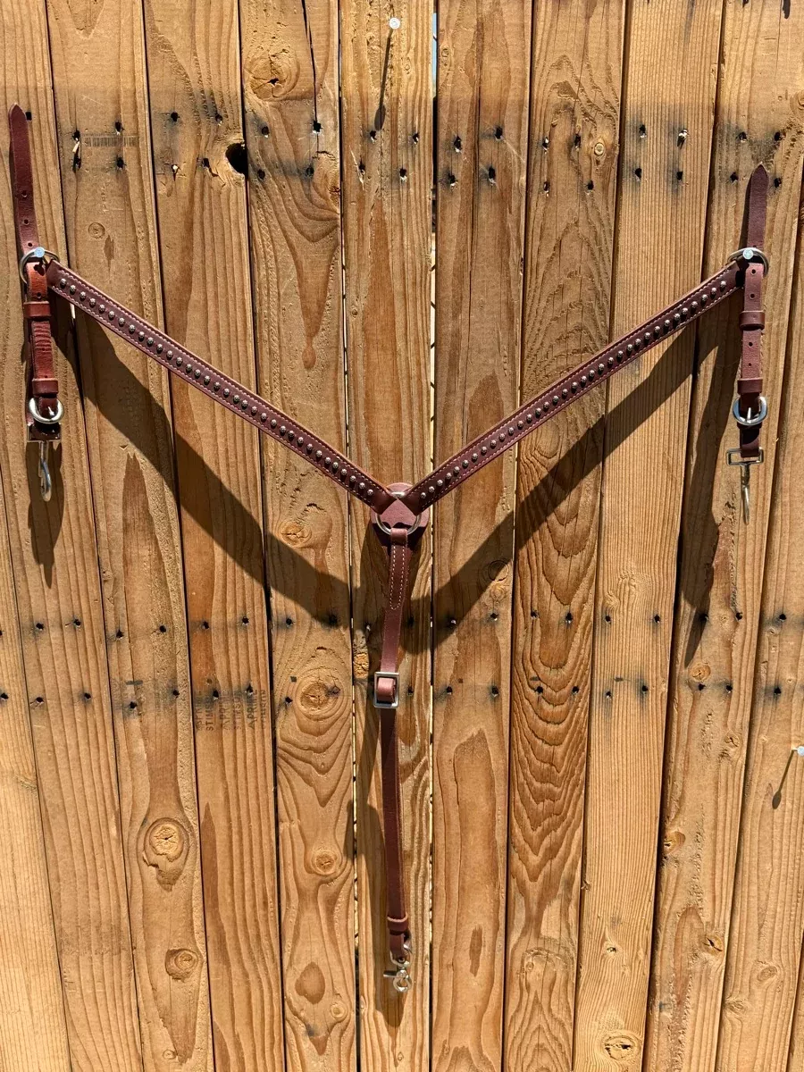 1 in Leather Breast Collar with Silver Dots BCL1159