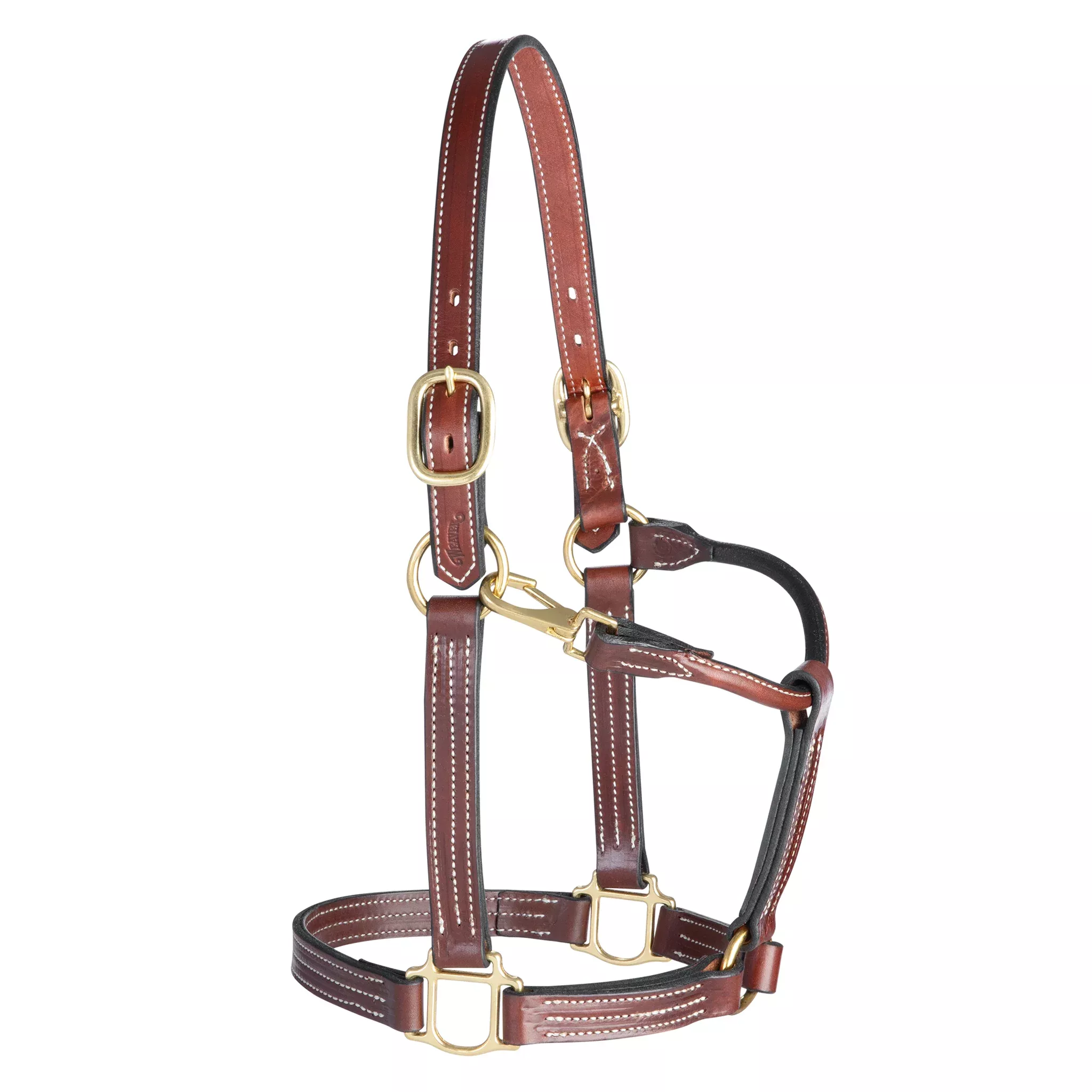 1" Triple Stitch Fixed Chin Leather Halter