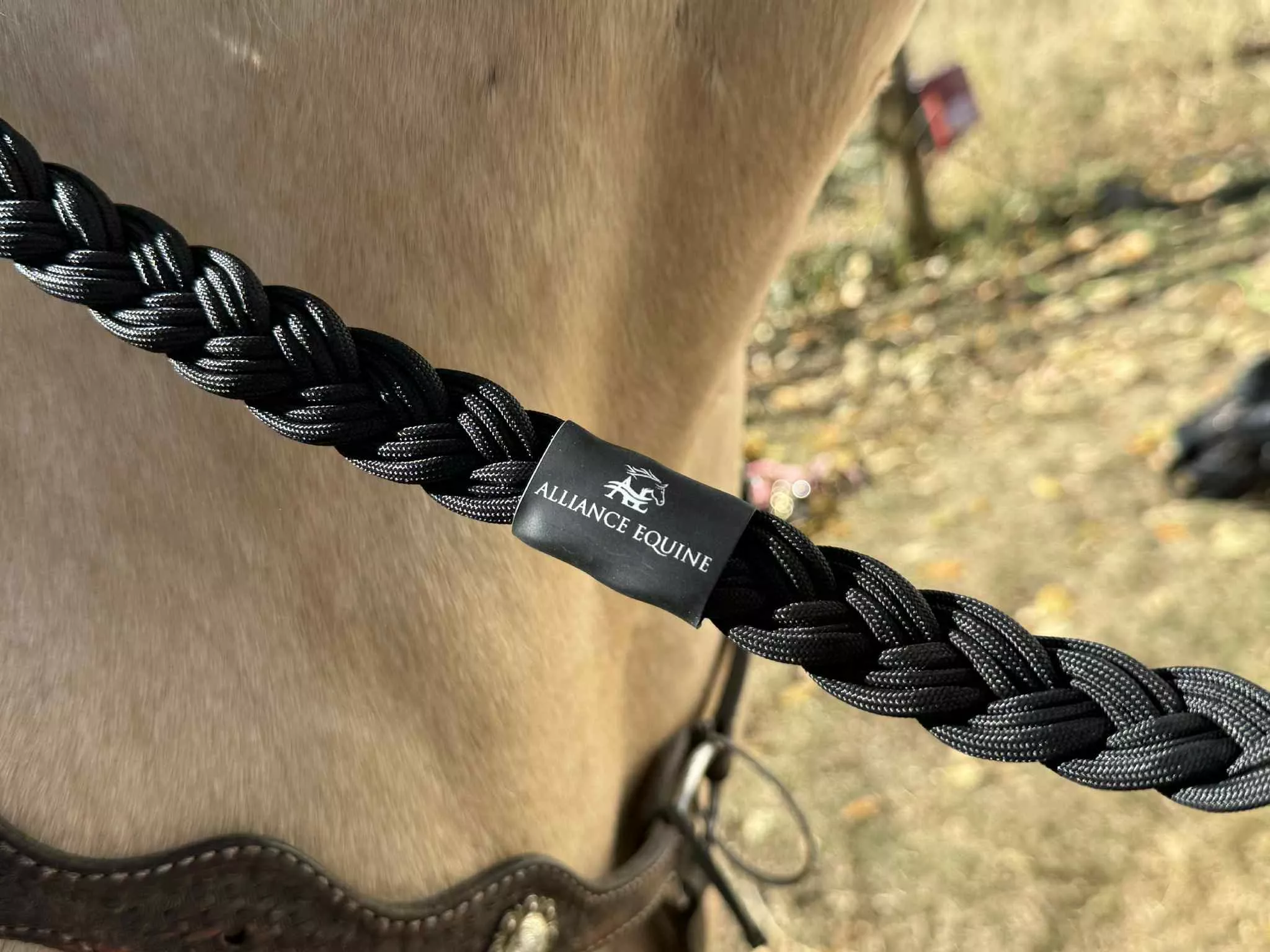 1" Wide Black Braided Reins