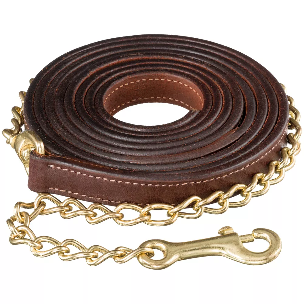 10' Leather Lead w/30" BP Chain