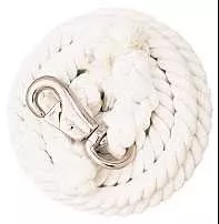 10' White Cotton Lead Rope with Bull Snap