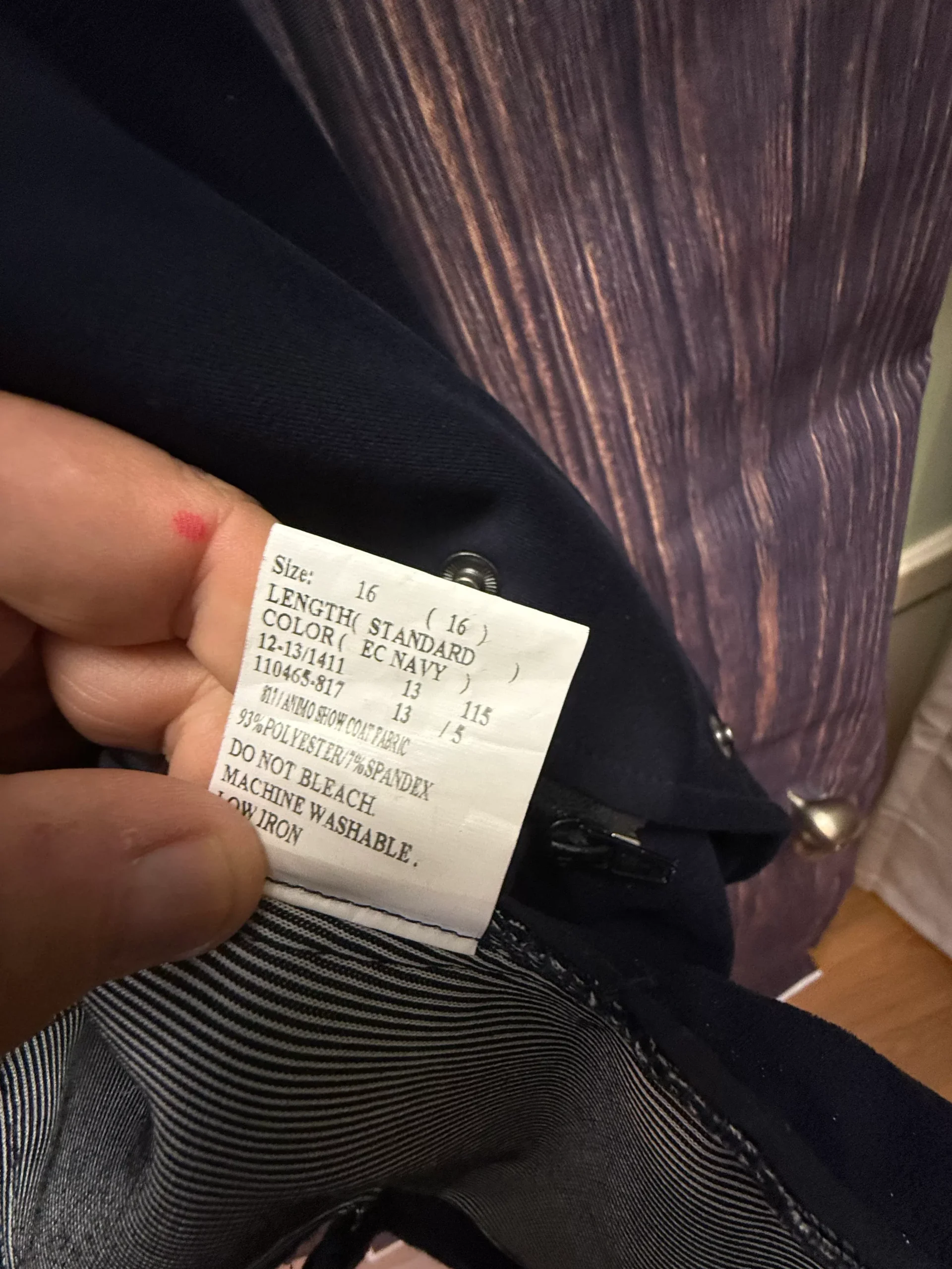 16Y Dressage 4 Button Show Coat zip inside Navy
