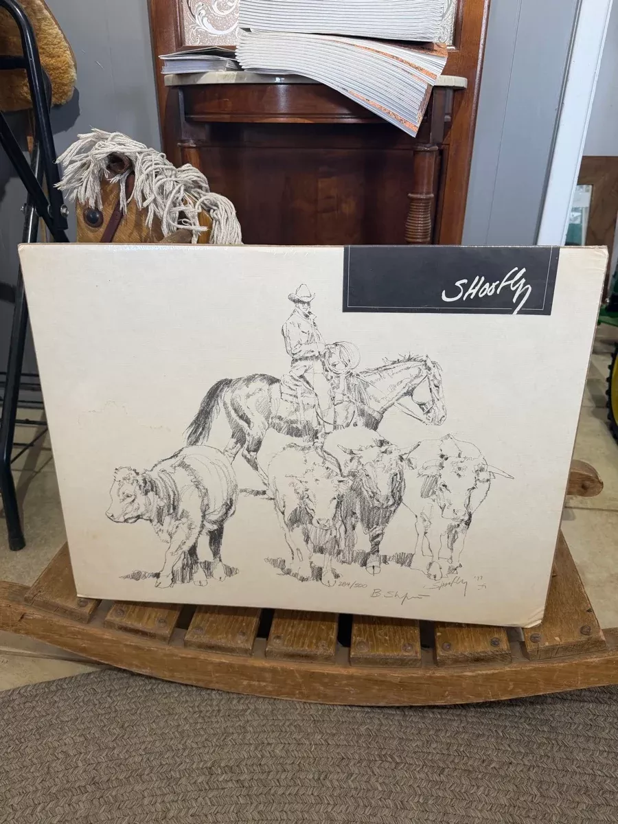 1977 Robert 'Shoofly' Shufelt Limited Edition Western Cowboy and Cattle Art Print HD1127
