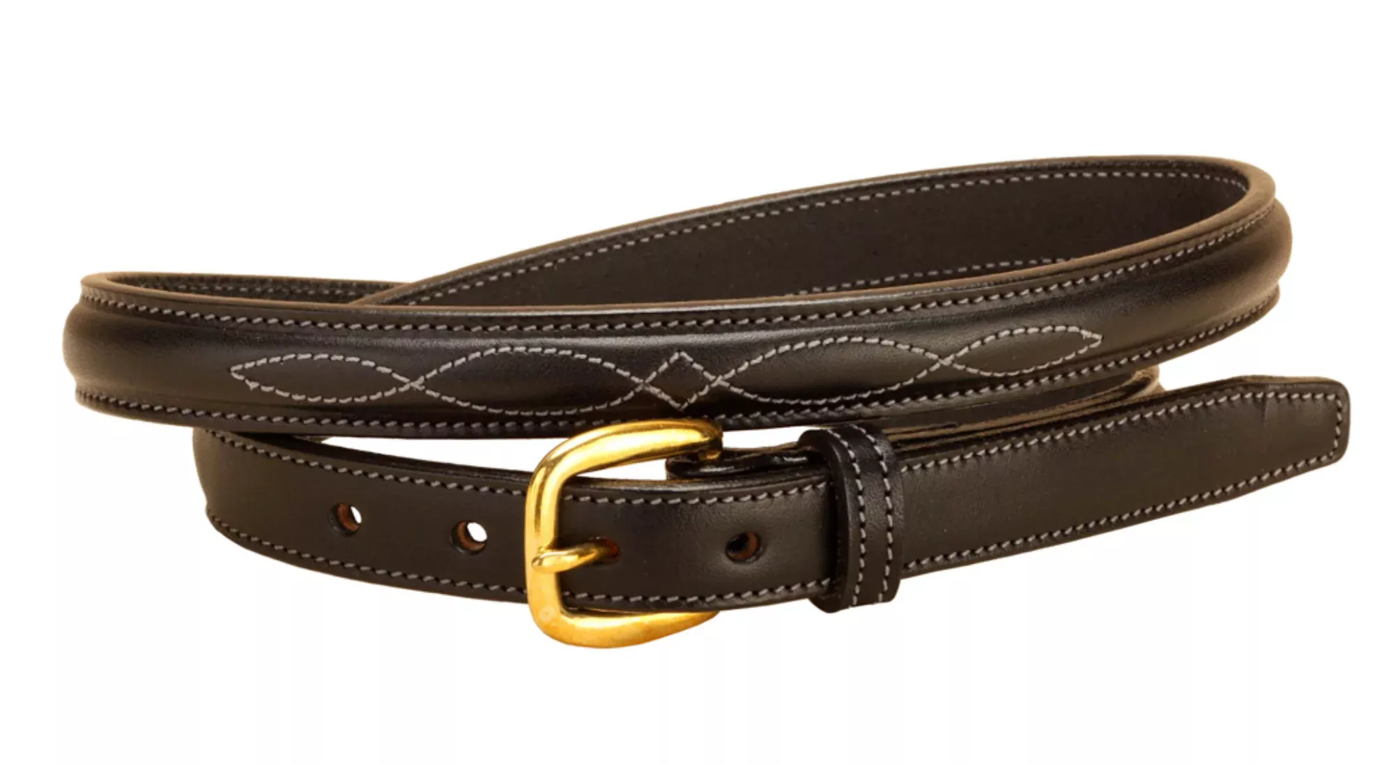 3/4” RAISED FANCY STITCH BELT - BLACK