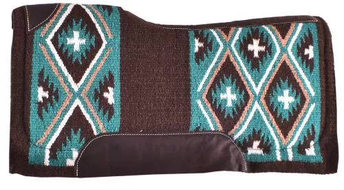 34" x 36" BROWN AND TEAL CROSS DESIGN MEMORY FELT BOTTOM SADDLE PAD