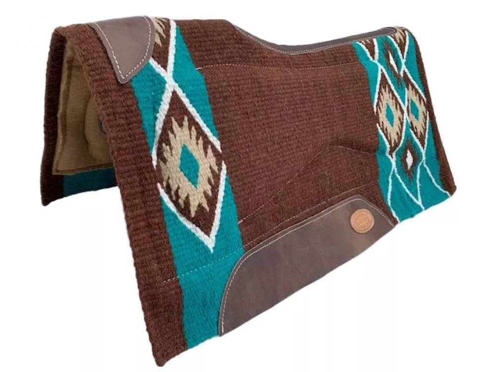 36" x 34" TEAL BROWN WOOL TOP PAD WITH CONTOURED SPINE AND GEL INSERTS