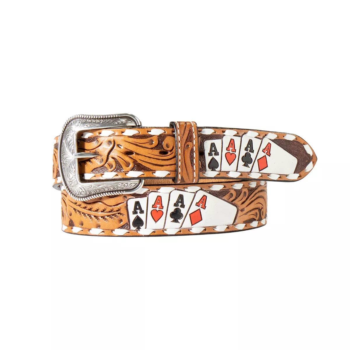 3D Painted Cards Buckstitched Belt