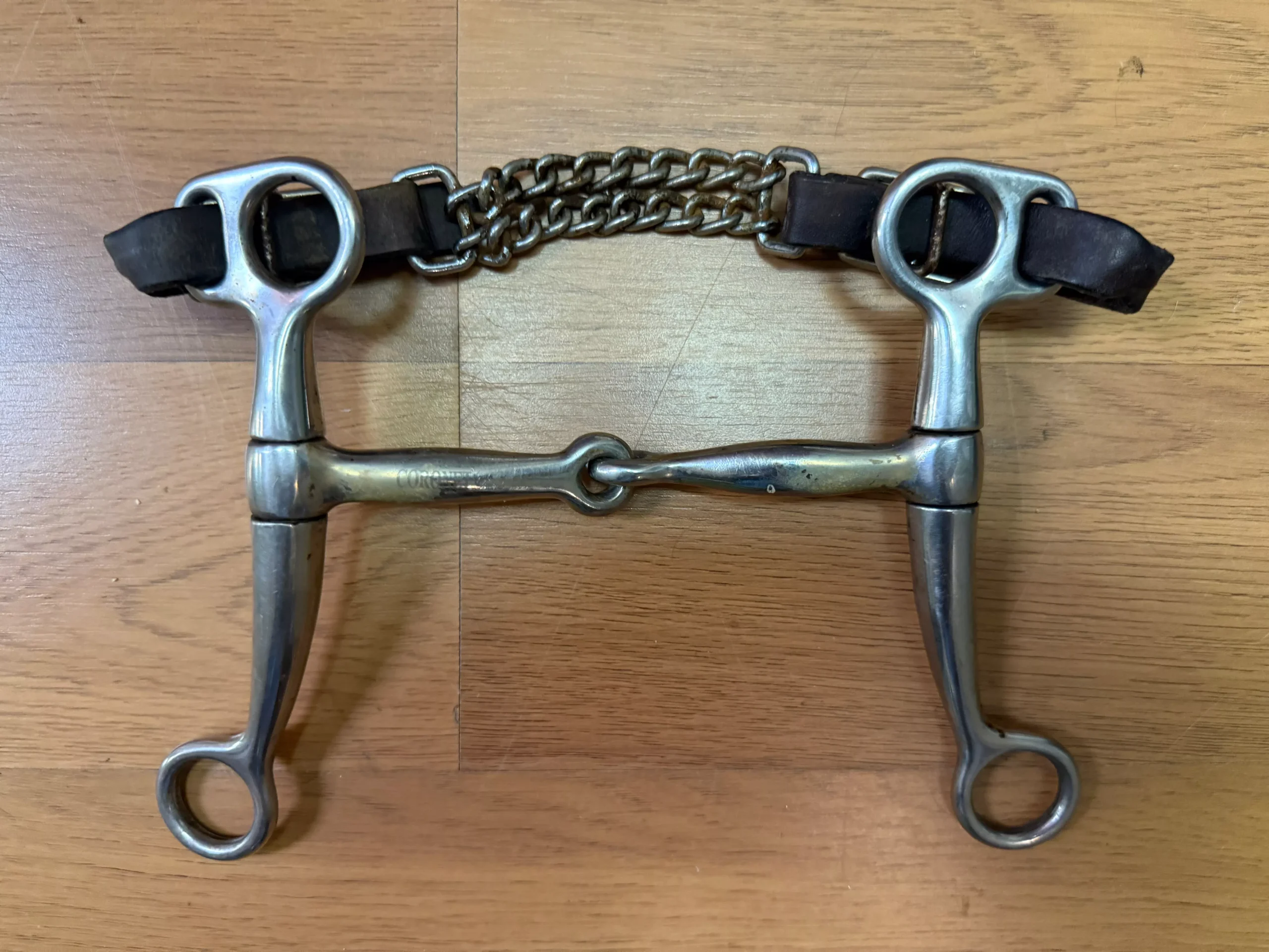 5" Western Shank bit with leather and chain curb