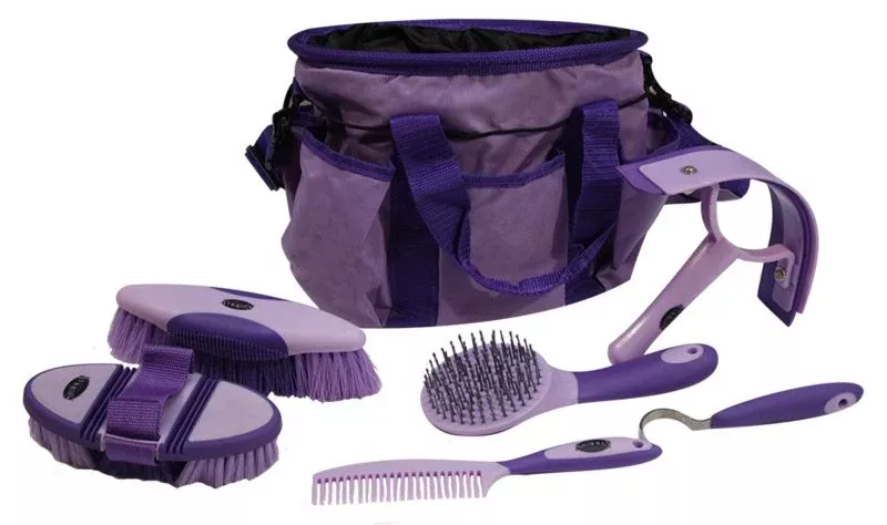 6 PIECE SOFT GRIP GROOMING KIT WITH NYLON CARRYING BAG