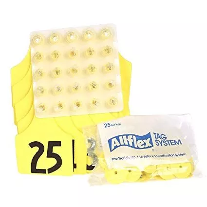 All Flex Large Female Tags, Yellow, #1-25