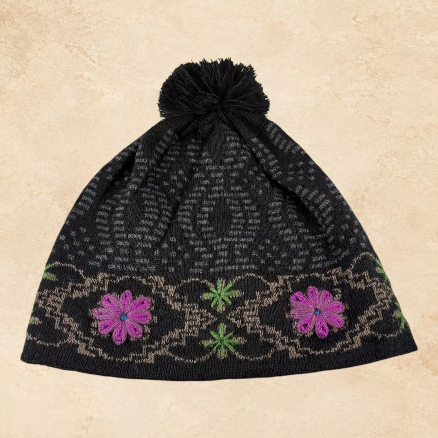 Alpaca Beanie Wildflower Night