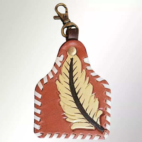 American Darling ADKRX118 Hand Tooled Carved Genuine Leather Keyring