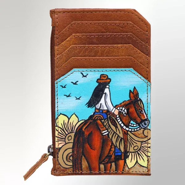American Darling Card Holder Hand Tooled Genuine Leather