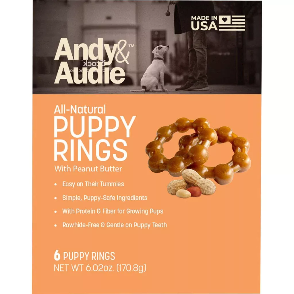 Andy & Audie Alternative Ring Puppy Chews, Peanut Butter, 6 Count