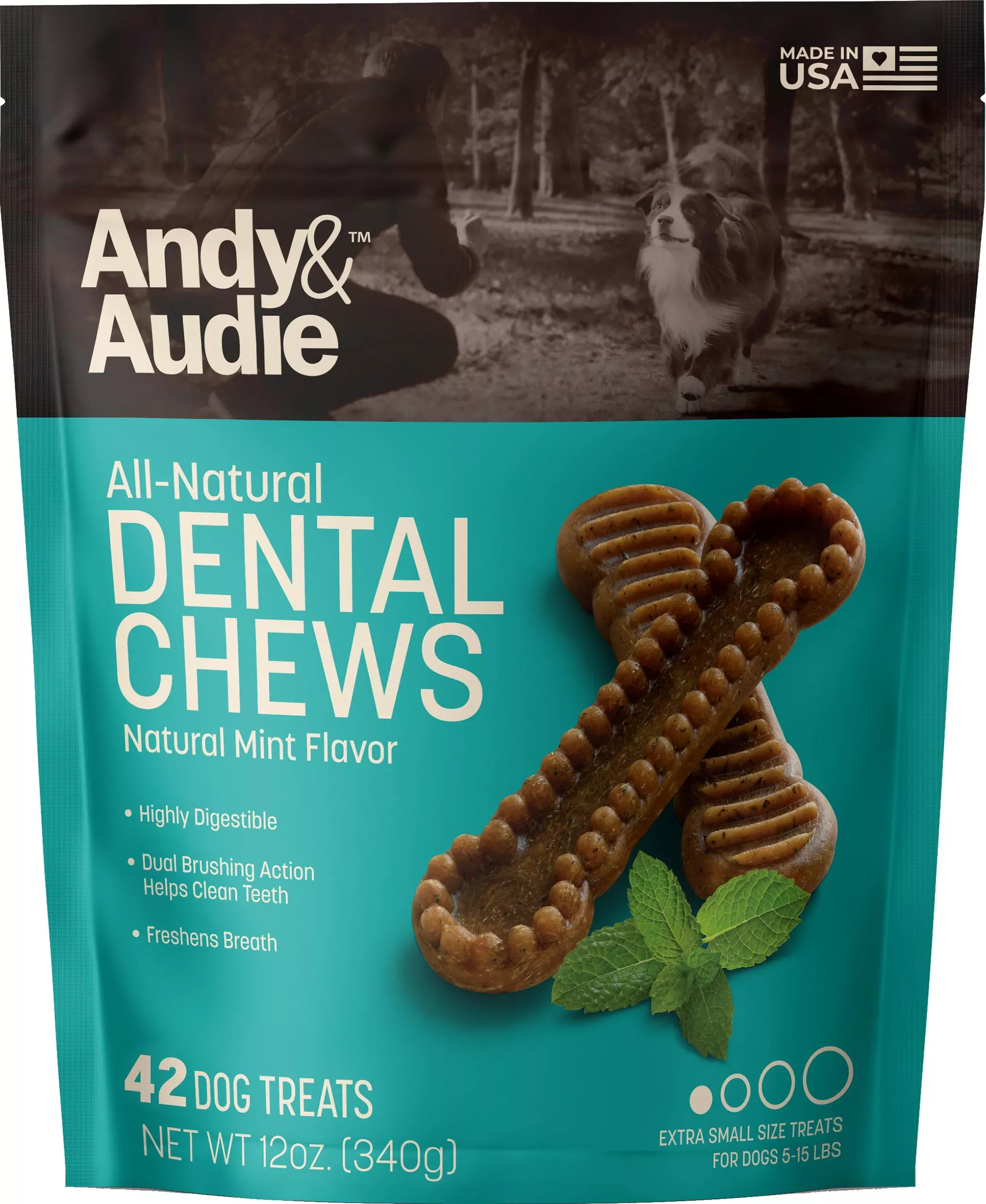 Andy & Audie Dental Chews for Dogs, Mint XS