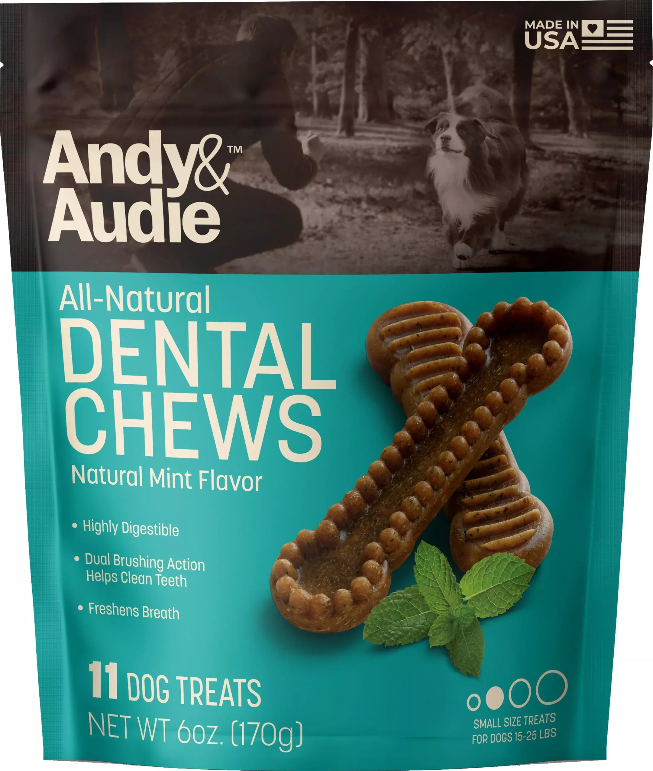 Andy & Audie Mint Dental Chews for Dogs, Small