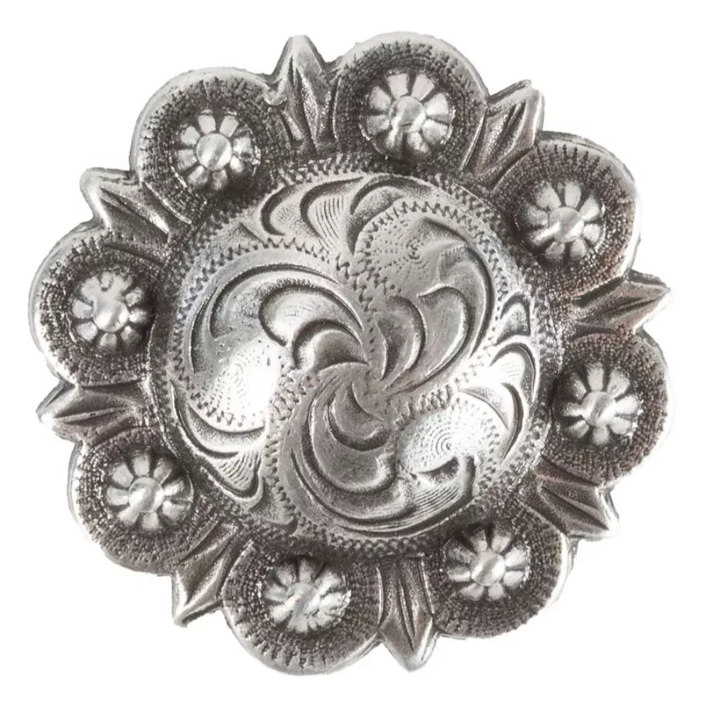 Antique Silver Floral Engraved Berry Concho