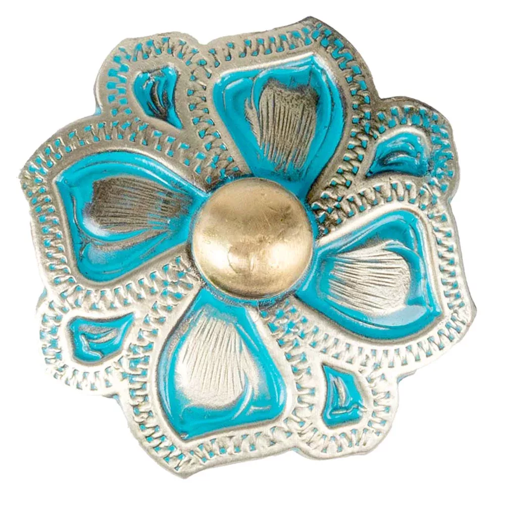 Antique Silver & Turquoise Flower Concho
