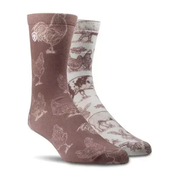 Ariat Barnyard Friends Crew 2 Pair Socks AR4298-981-M