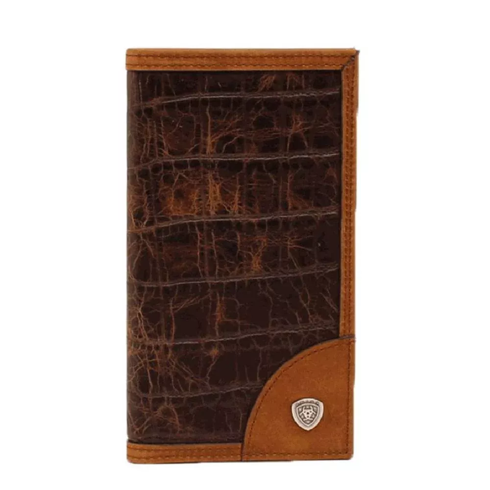 Ariat Brown Faux Crocodile Rodeo Wallet