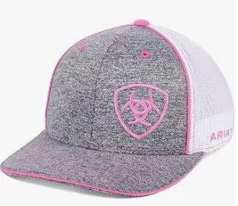 Ariat Grey & Pink Shield Logo Cap