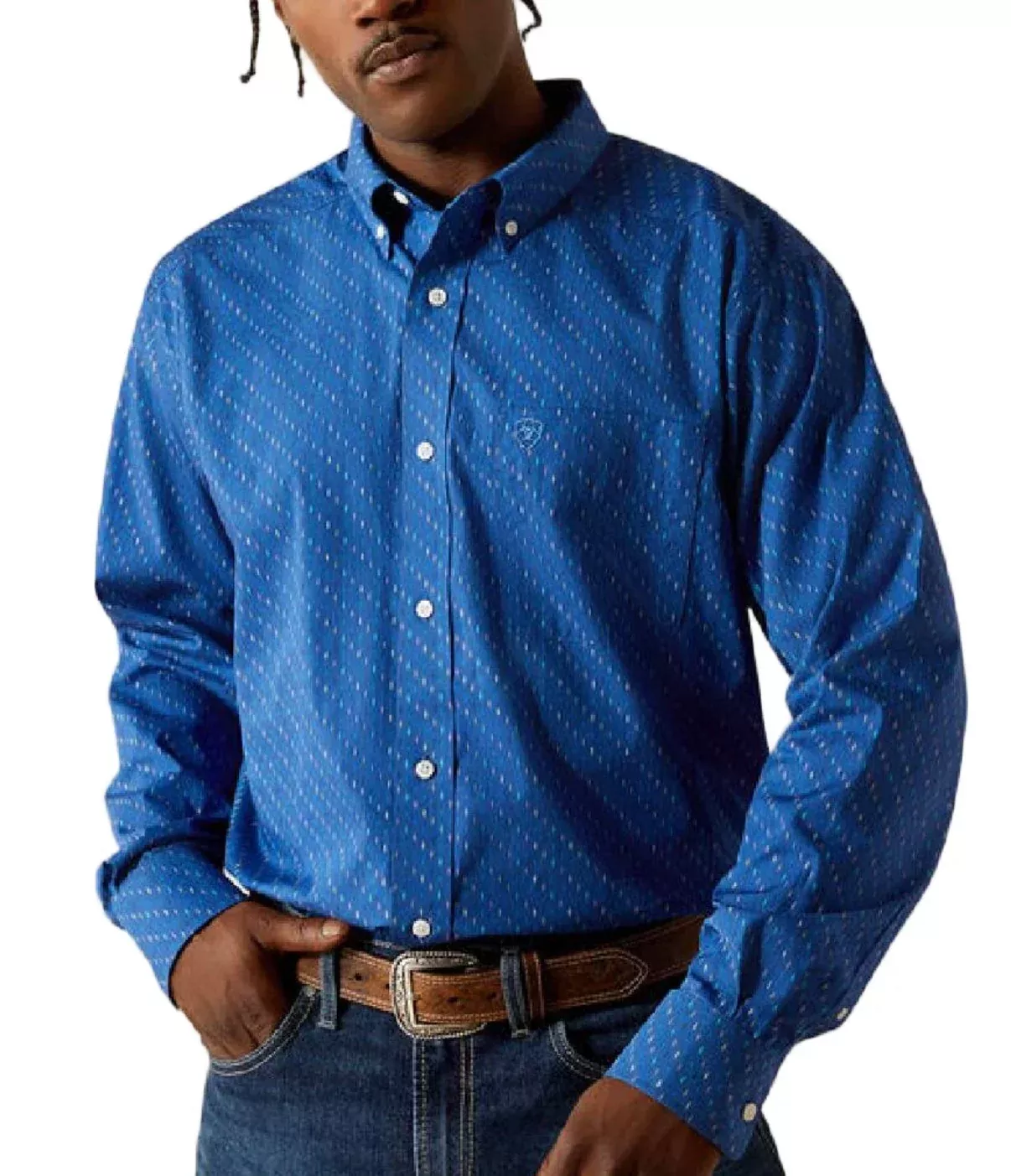 Ariat Men’s Chase Cobalt Diamond Button Up Shirt