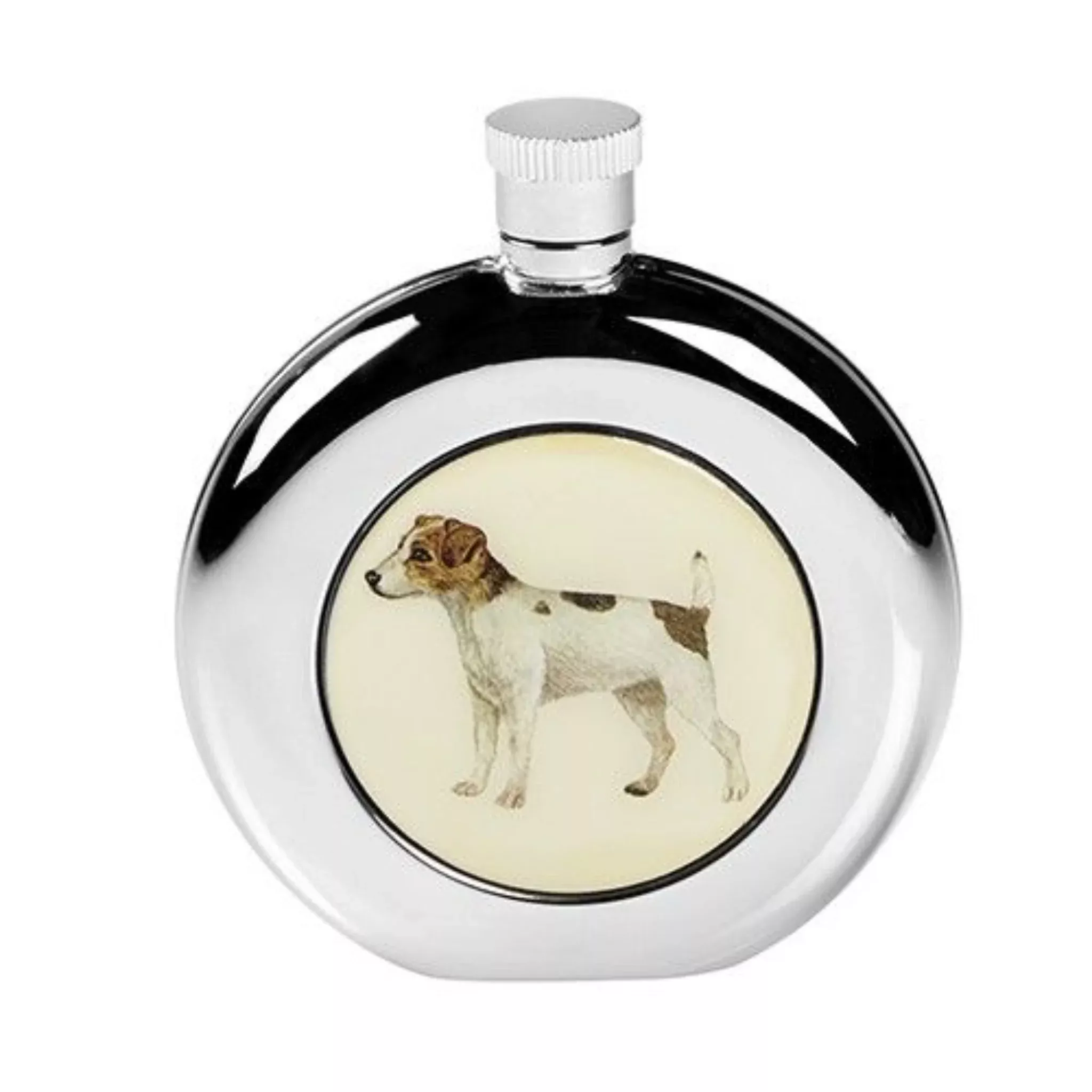 At Home in The Country Jack Russell Flask