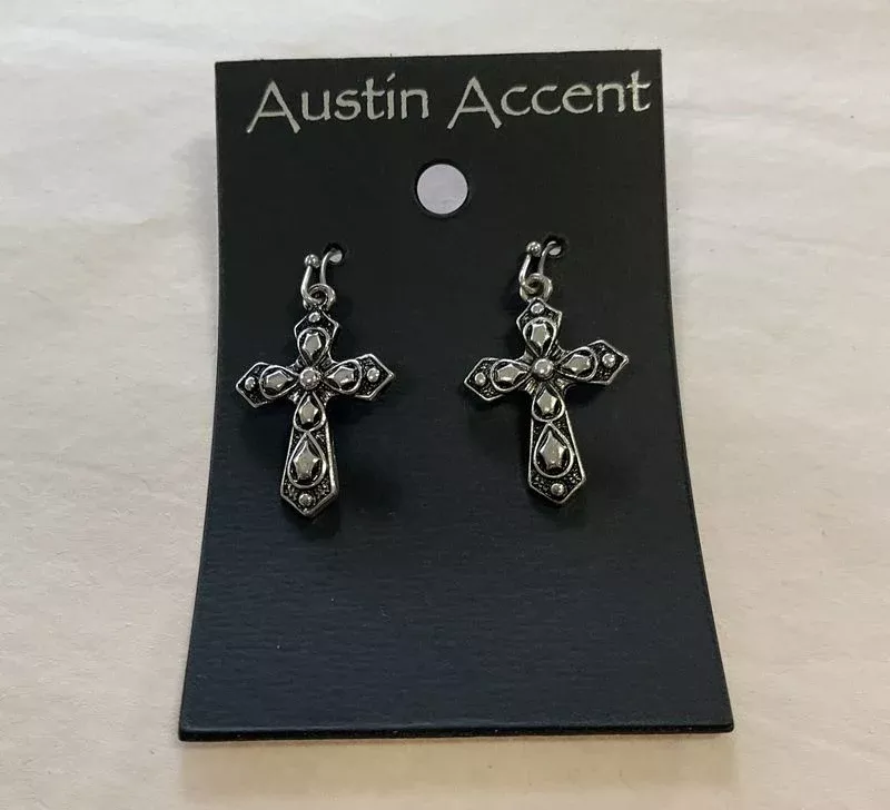 Austin Accent Earring Sil Cross ERC47S