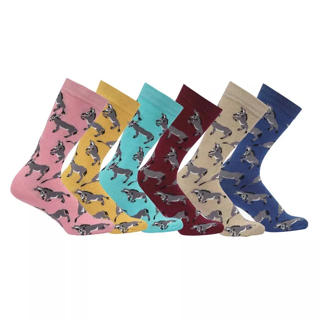 AWST Int'l Playful Donkeys Socks 6 pack