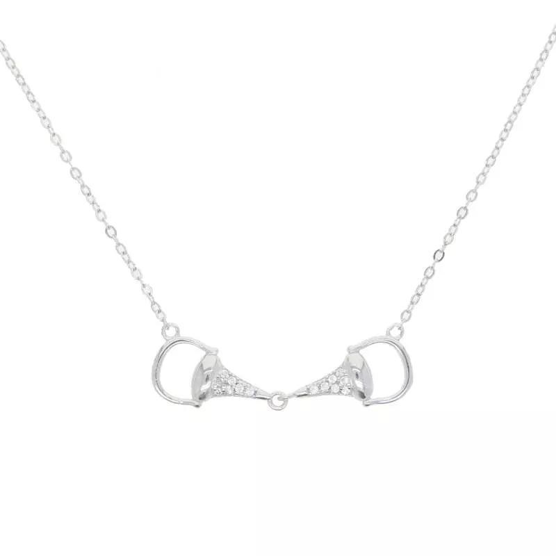 AWST Int'lSterling Silver & CZ Snaffle Bit Necklace