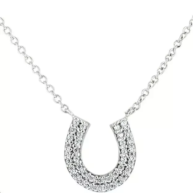 AWST Rhodium & Cz Horseshoe Necklace