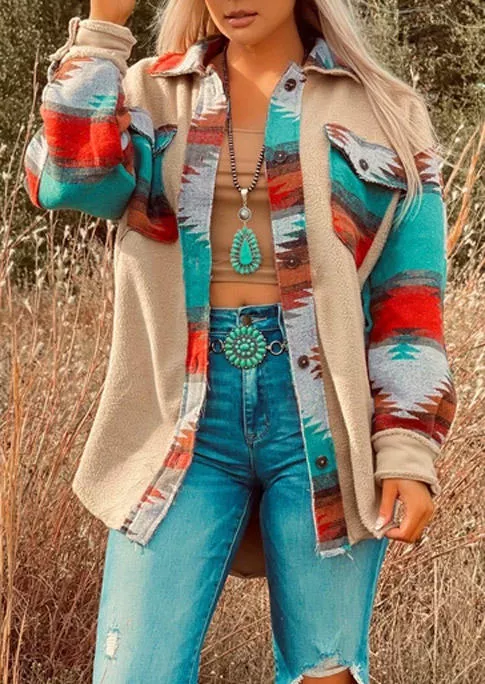 AZTEC GEOMETRIC POCKET SPLICING COAT