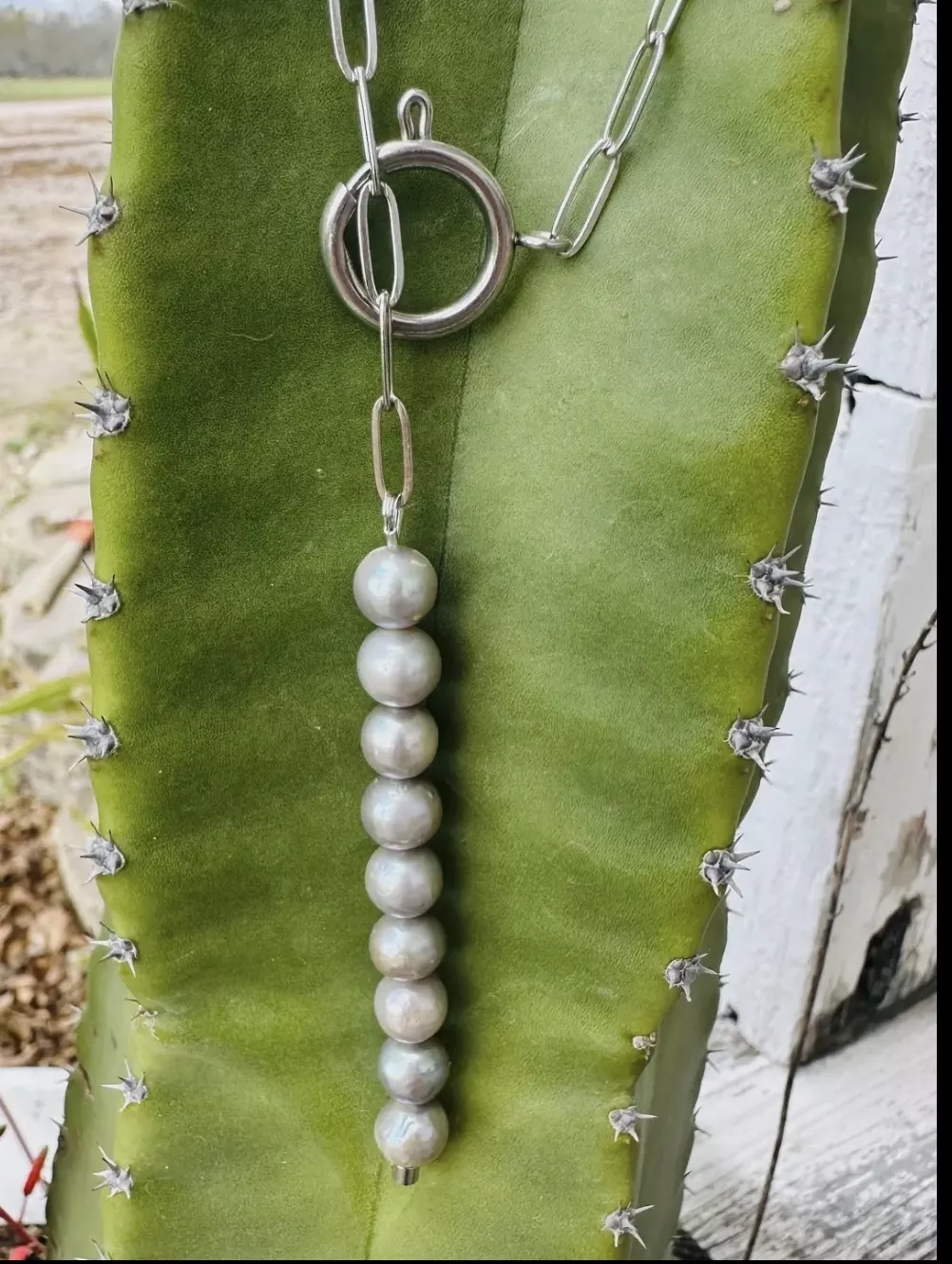 BAMR - Silver Pearl Drop Necklace