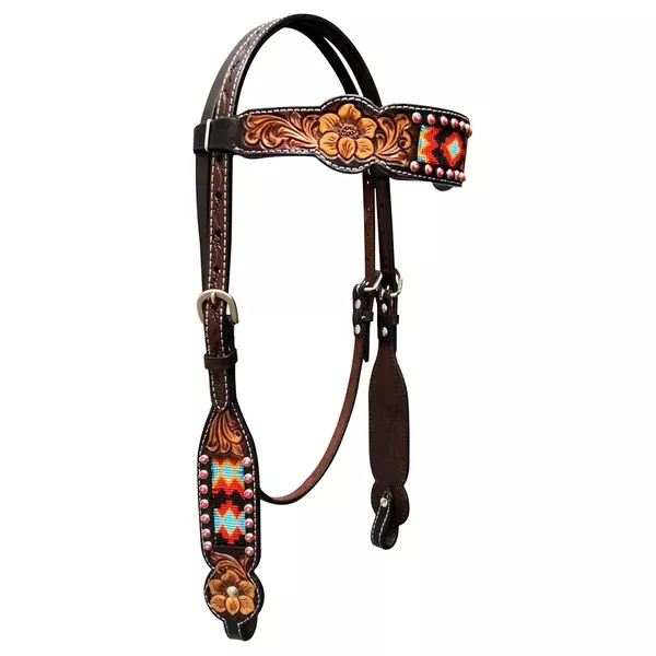 Bar H Equine Horse Leather Headstall