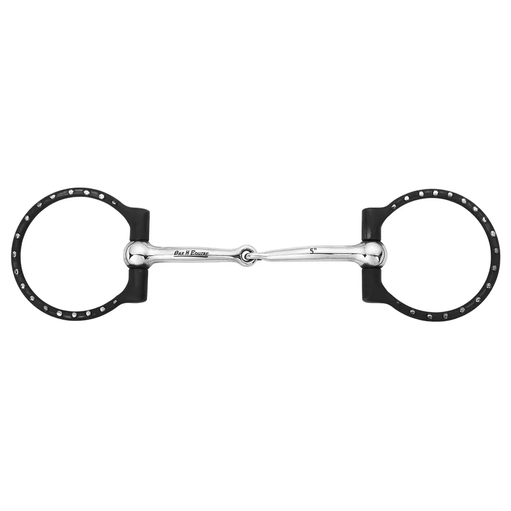 BAR H EQUINE Western D Ring with Silver Dots & Single-Jointed Mouthpiece