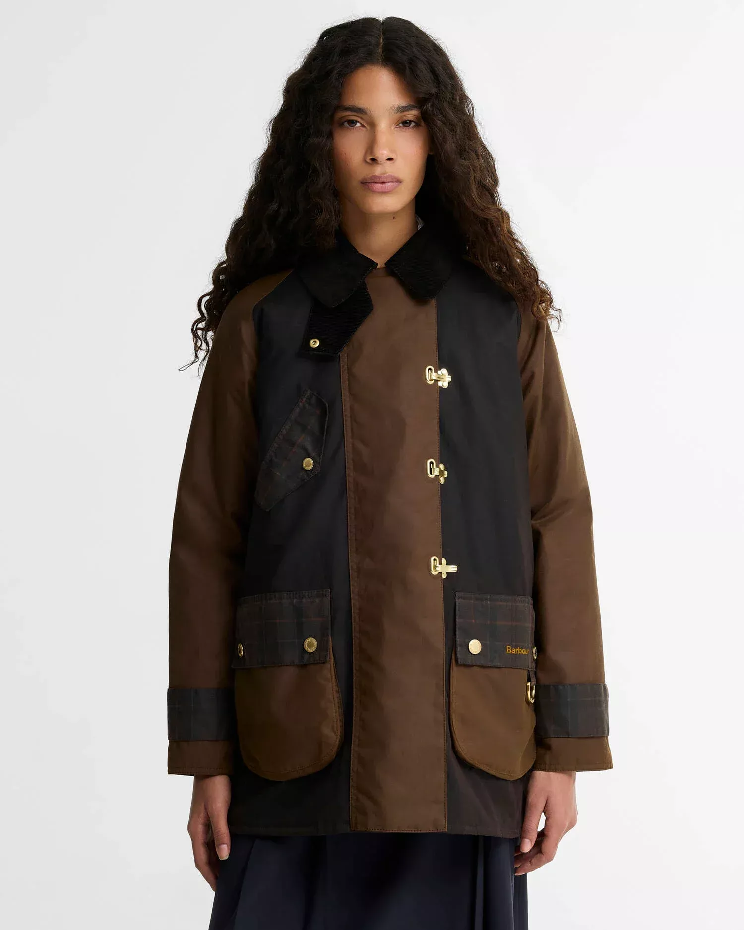 Barbour Felton Checked Wax Jacket - rustic/bark/muted