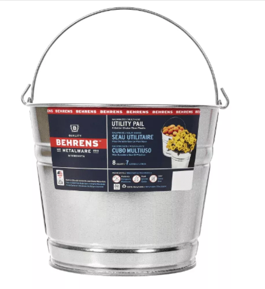 Behrens Galvanized Utility Pail, 8Qt