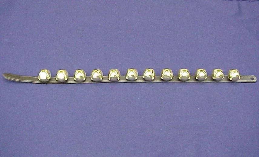 Bells 12 On Leather Strap 1" X 30" Brass