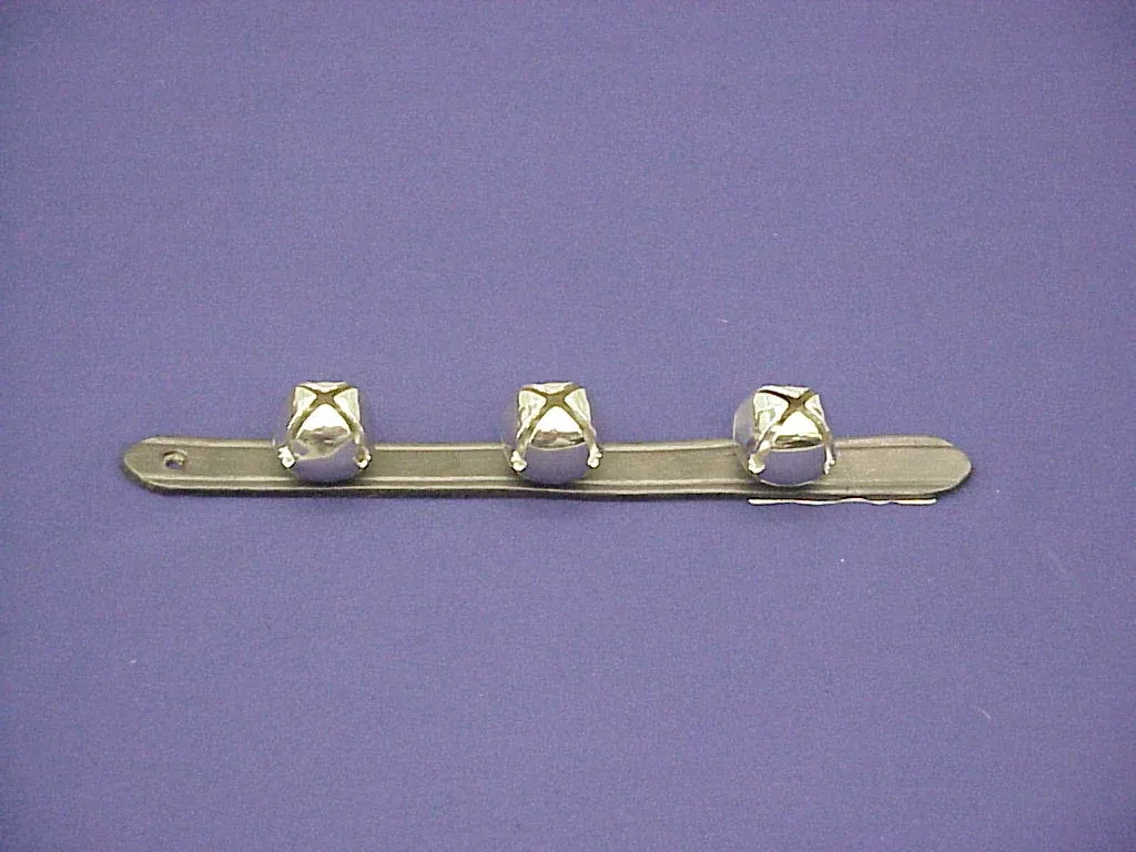 Bells 3 On Leather Strap 1" X 12" Chrome
