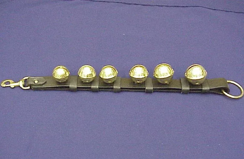 Bells 6 Graduated On 21" Leather Strap Brass