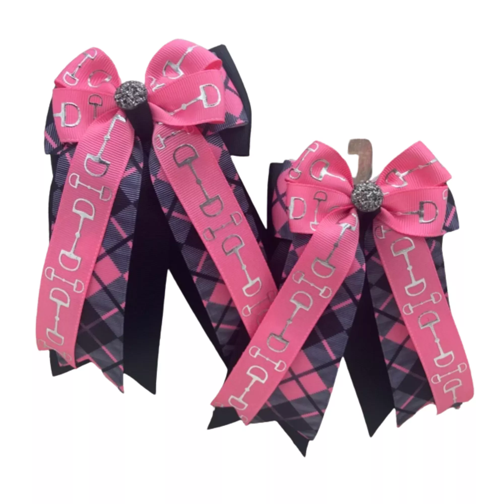 Benny Bows - Grey Bits on Pink Plaid /Black