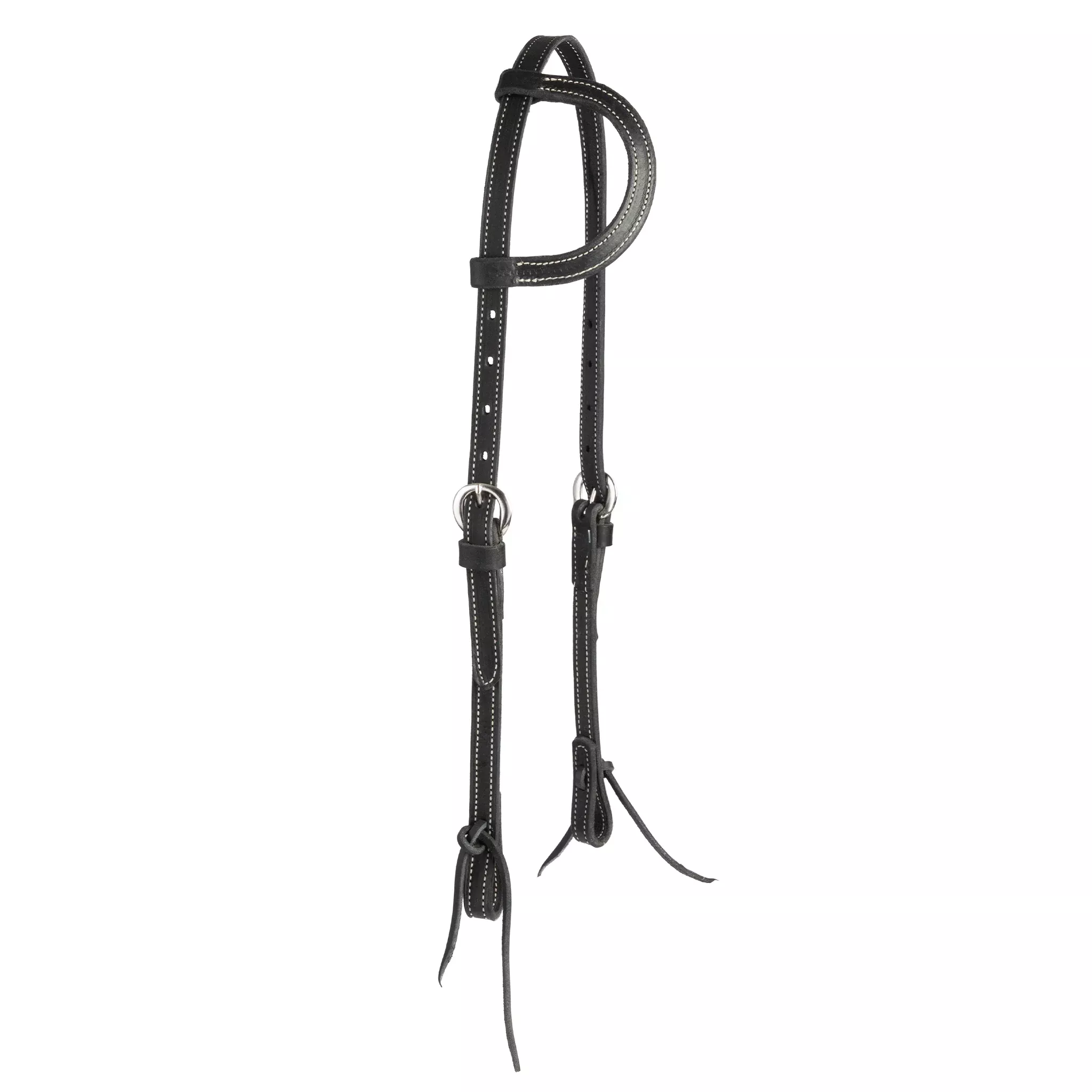 Black Leather Flat Sliding Ear Headstall