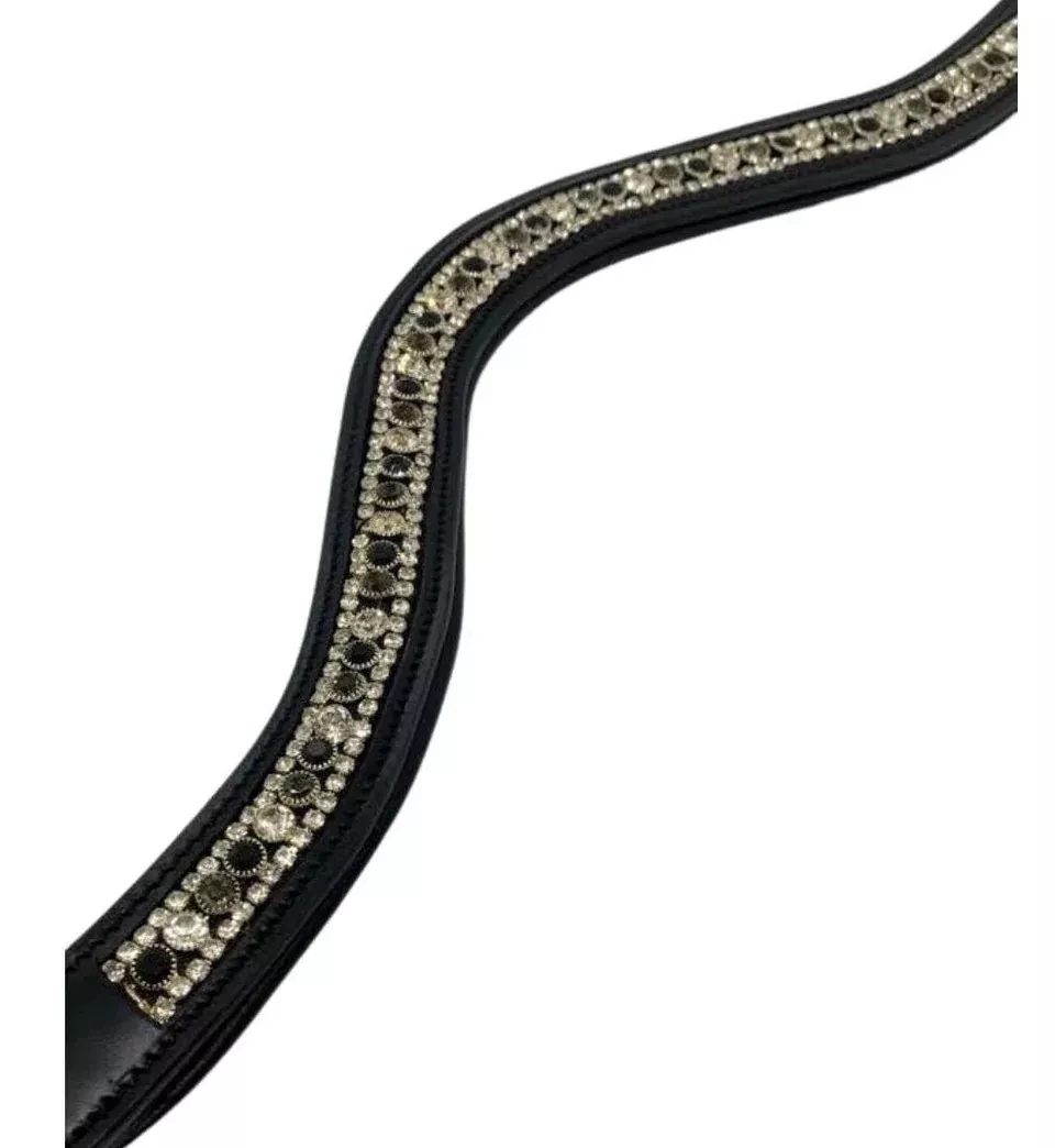 Black Oak Curved Cameo Browband - Black