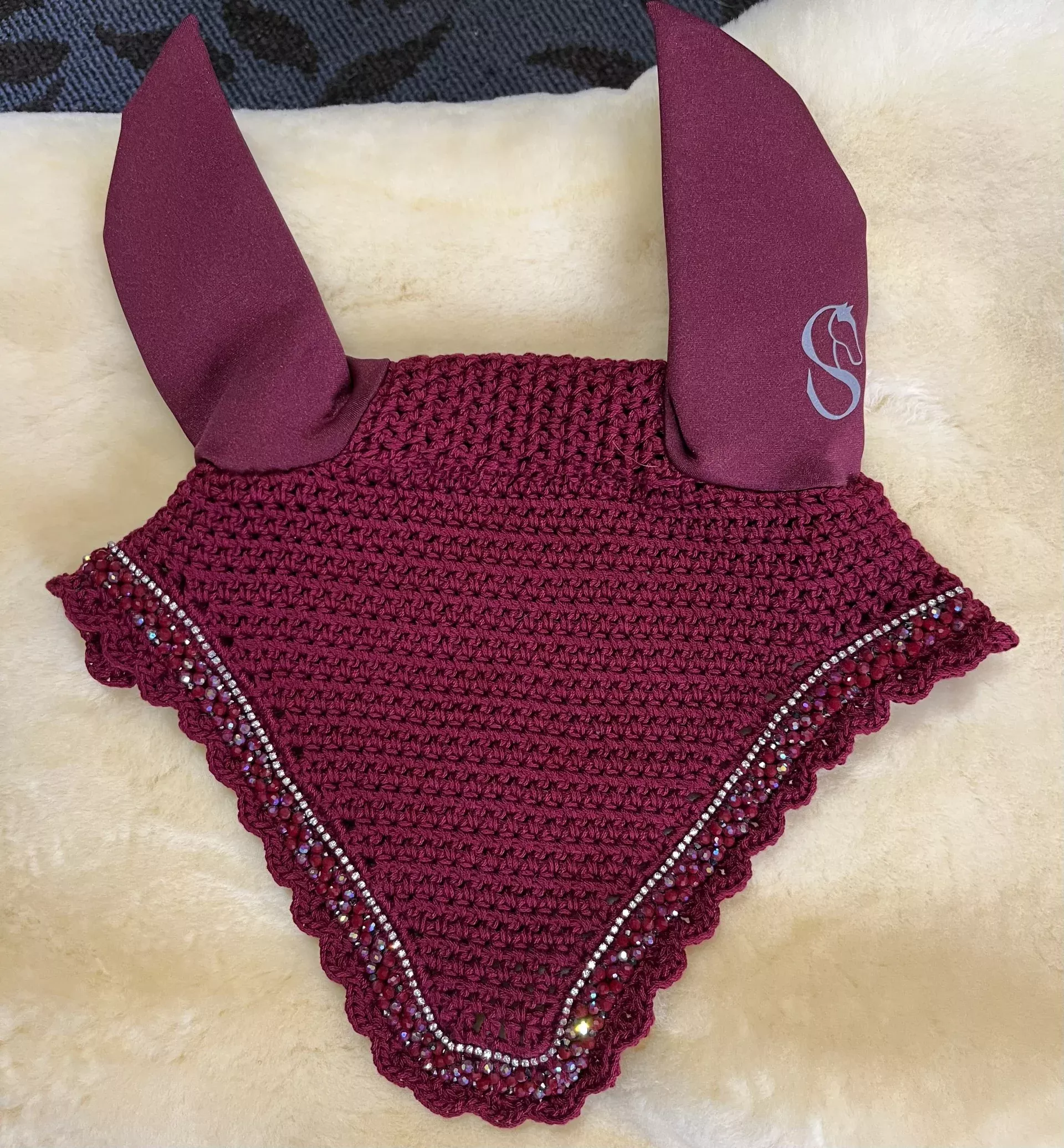 Bonnets By Sandy Flat Bottom Cranberry/Cranberry Custom Horse Size