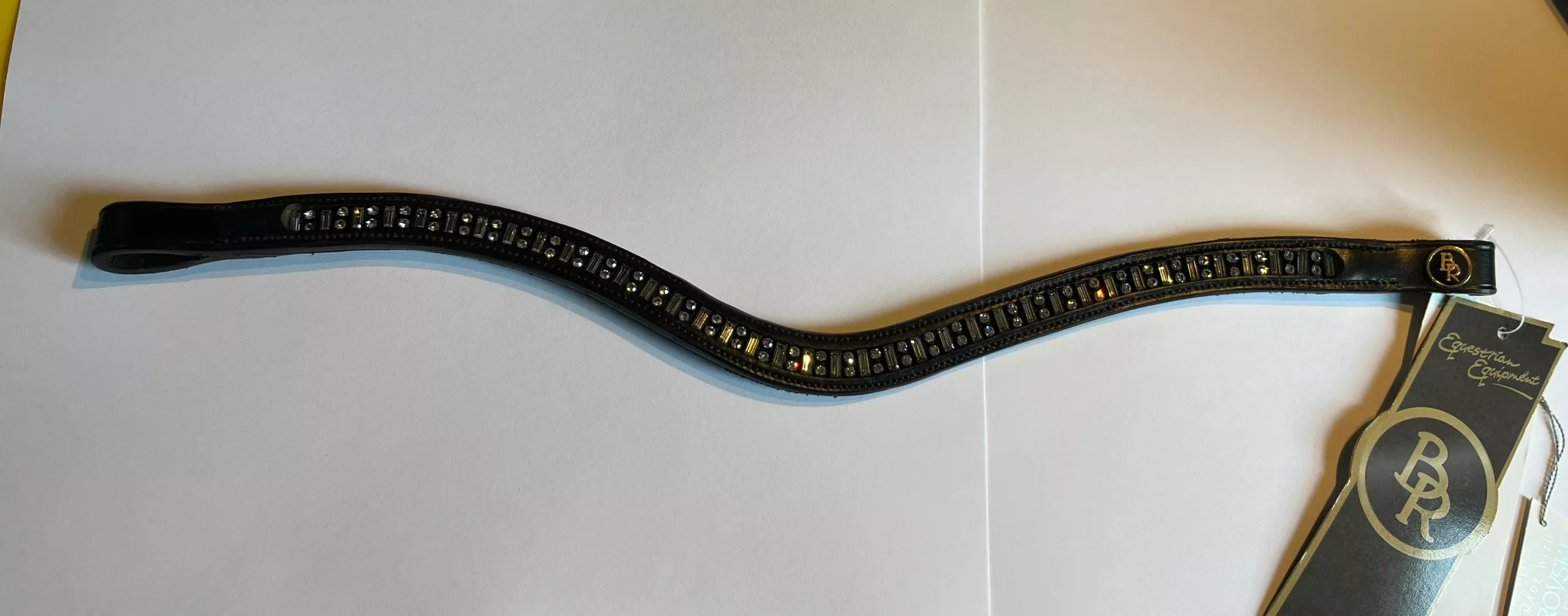 BR Equestrian "U" Shaped Browband with Swarovski Elements Black Cob