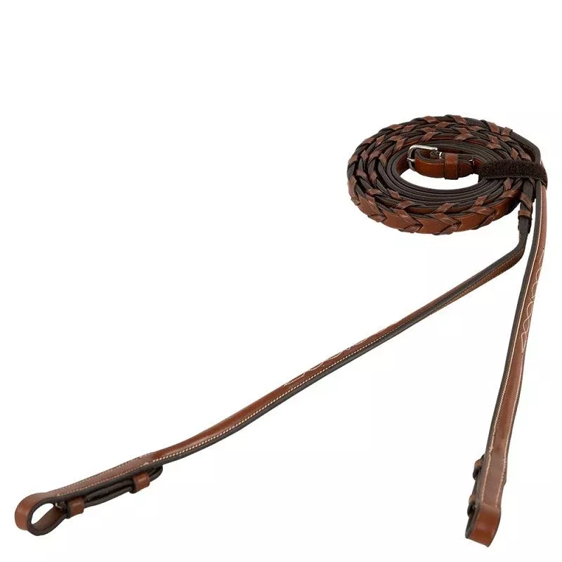 BR Hunter Braided Fancy Reins Tobacco/Silver Full