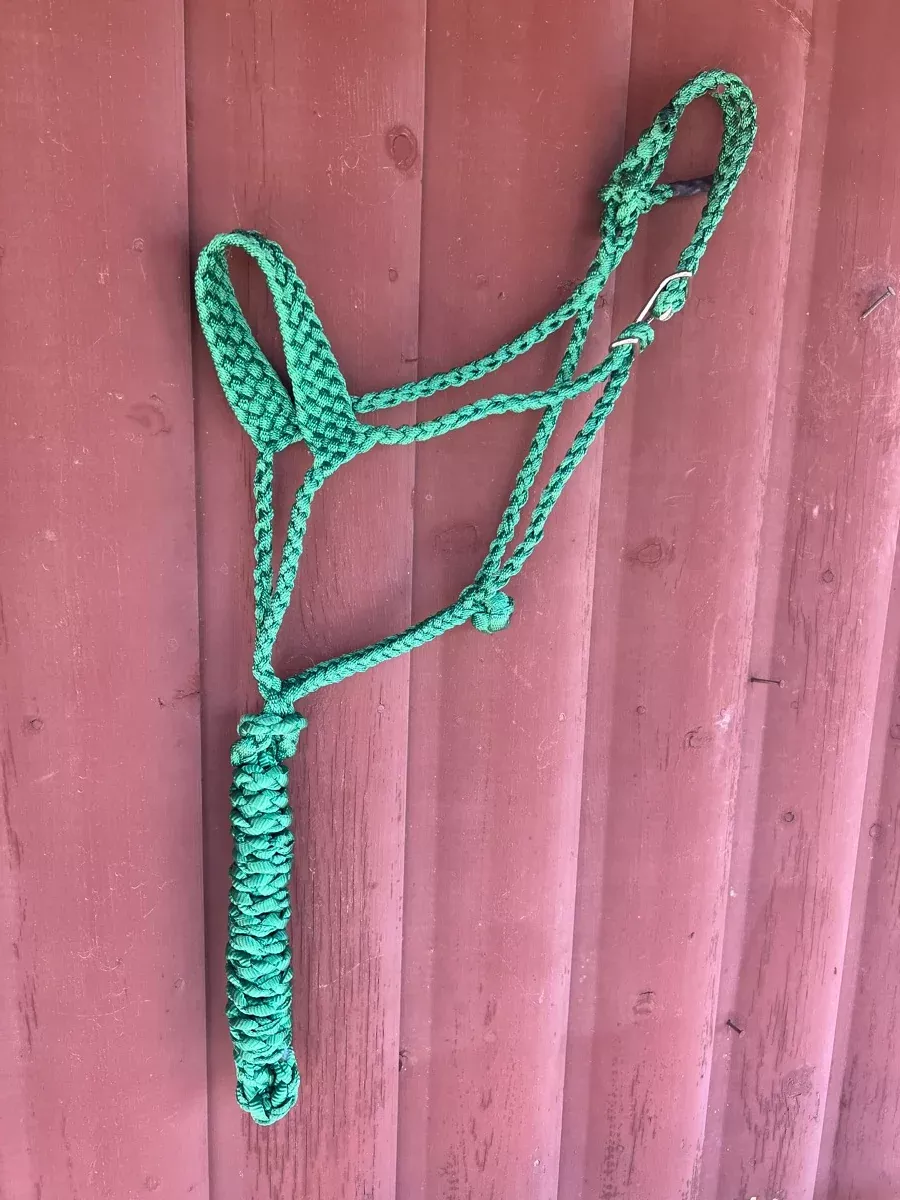Braided Horse Halter with Easy Clip - GreenCCR1126