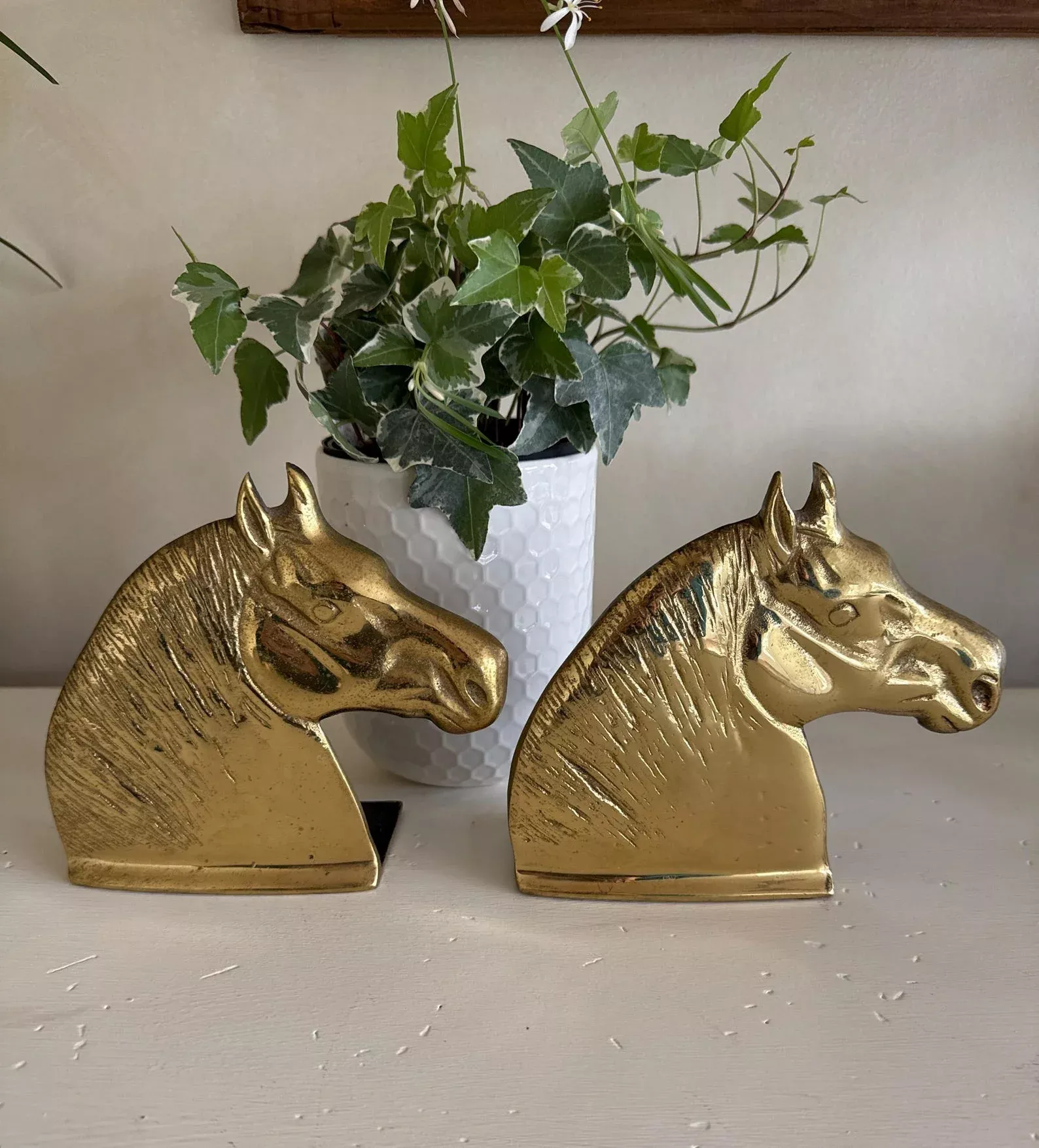 Brass Horse Head Bookends