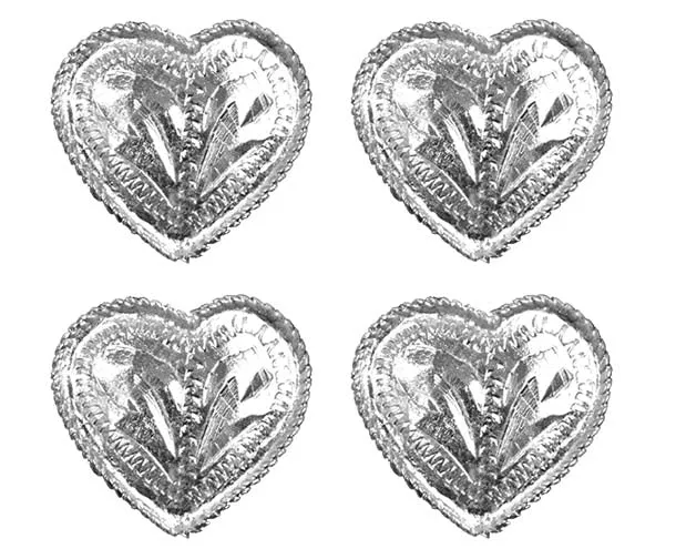 Brass Silver Heart Concho with Rope Edge - Lot of 4