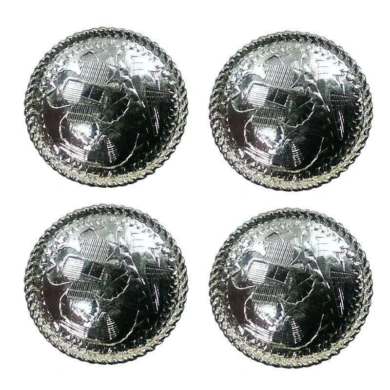 Brass Silver Round Western Concho with Rope Edge - Lot of 4